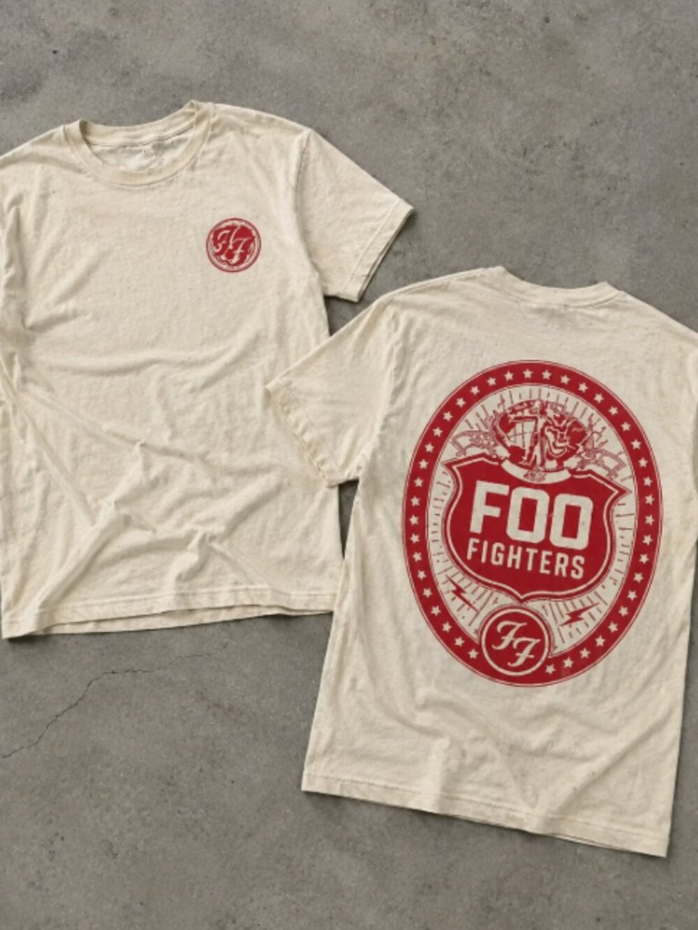 Foo Fighters Rock N Roll Skull T Double Sided Concert T-Shirt Reprint